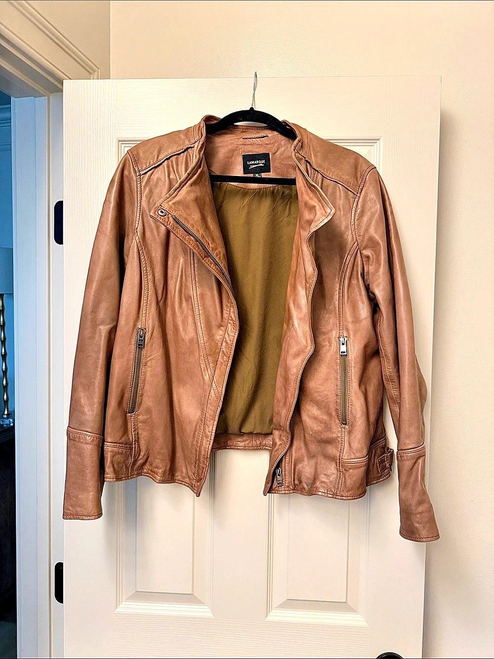 Lamarque Leather Moto Jacket in Brown XL
